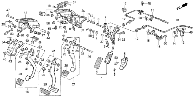 1993 Acura Vigor Bracket, Pedal Diagram for 46590-SL5-A00