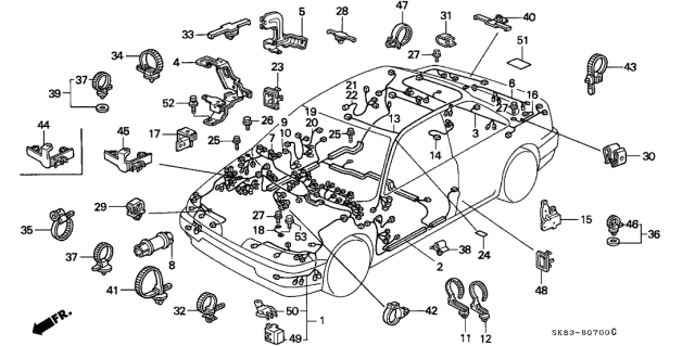 1992 Acura Integra Clip, Wire Harness Diagram for 91556-SK7-003