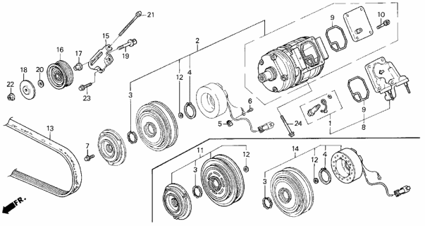 1994 Acura Legend 2 Door LS KA 6MT A/C Compressor Diagram