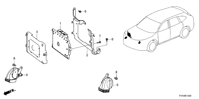 2022 Acura MDX Horn Assembly (High) Diagram for 38150-TYA-A01