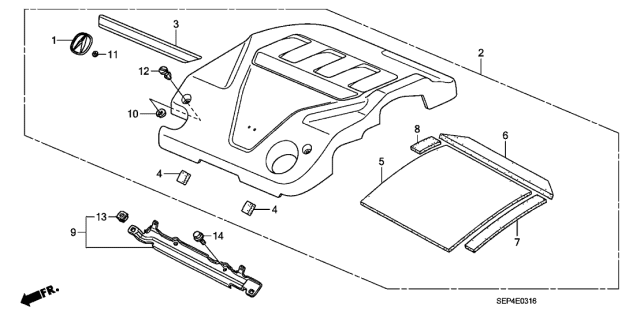 2007 Acura TL Engine Cover Maintenance Lid Diagram for 17121-RDA-A10