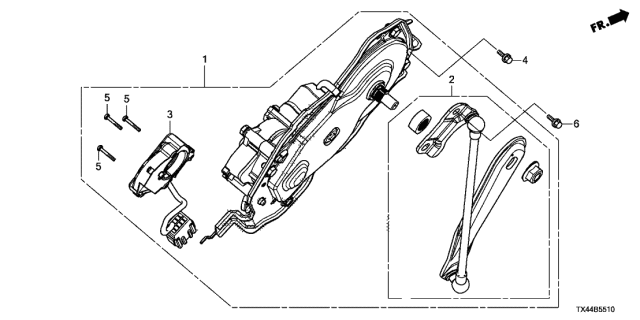 2013 Acura RDX Arm Unit, Power Tailgate Diagram for 74966-TX4-A01
