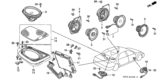 1993 Acura Legend Amplifier Assembly (Bose) Diagram for 39186-SP0-A03