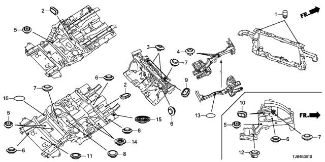 2021 Acura RDX 5 Door ADV KA XAT Grommet (Front) Diagram