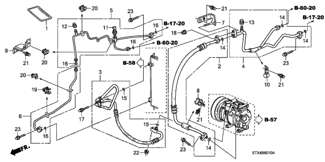 2012 Acura MDX A/C Hoses - Pipes Diagram