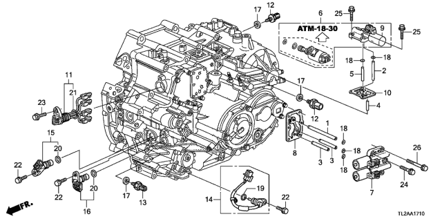 2013 Acura TSX 4 Door TSX V6 KA 5AT AT Sensor - Solenoid (V6) Diagram