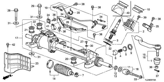 2010 Acura TSX Steering Rack Sub Diagram for 53601-TP1-A12