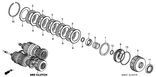 2003 Acura TL Guide, Third Clutch Diagram for 22651-P7W-003