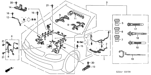 2004 Acura RL 4 Door RL (NAVIGATION) KA 4AT Engine Wire Harness Diagram