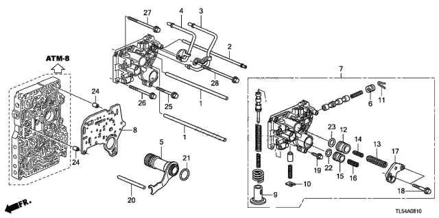 2012 Acura TSX 5 Door TSX KA 5AT AT Regulator Body Diagram