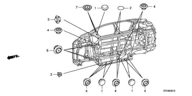 2012 Acura RDX Grommet (28MM) Diagram for 90828-STK-A01