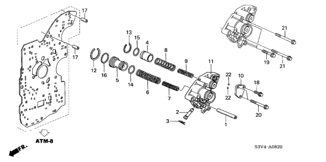 2001 Acura MDX 5 Door STD KA 5AT AT Accumulator Body Diagram