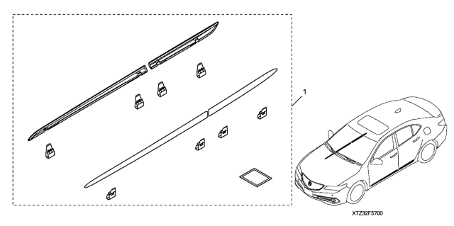 2015 Acura TLX Lower Door Garnish (Chrome) Diagram