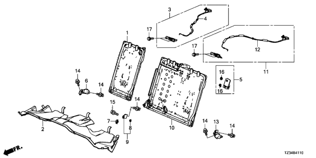 2017 Acura TLX Rear Seat Components Diagram