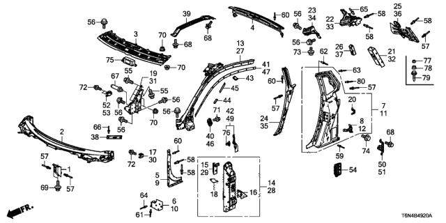 2017 Acura NSX Rivet, Vin Plate Diagram for 90671-TZ3-A00