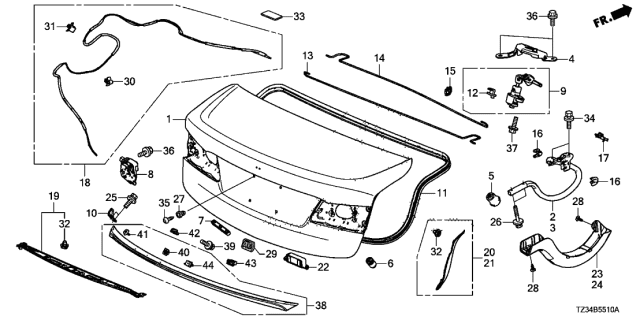 2020 Acura TLX Trunk Lid Diagram