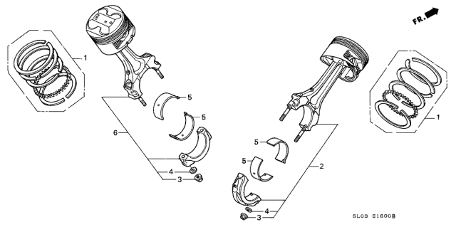 2002 Acura NSX Rod Assembly, Rear Connecting (0.25) Diagram for 13250-PR7-405