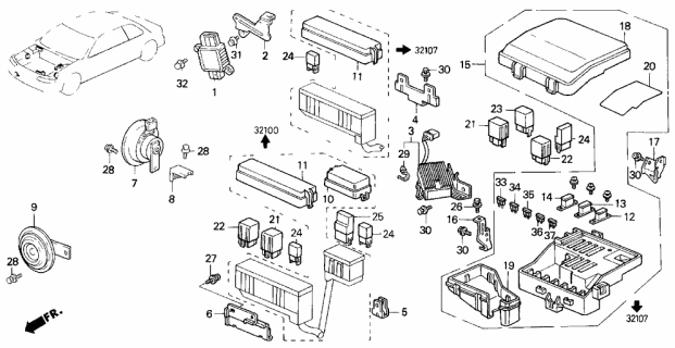 1993 Acura Legend 2 Door L KA 4AT Control Unit Diagram 1