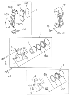 1999 Acura SLX Caliper Seal Kit Diagram for 8-97134-716-0