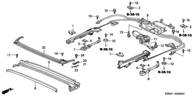 2002 Acura CL Drive Assembly, Sunroof Diagram for 70370-S3M-A01