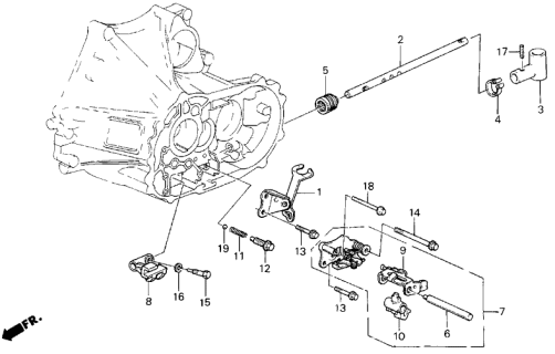 1986 Acura Legend MT Shift Rod - Shift Holder Diagram