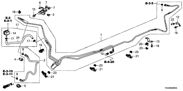 2017 Acura RDX 5 Door TECH (2WD) KA 6AT Fuel Pipe Diagram