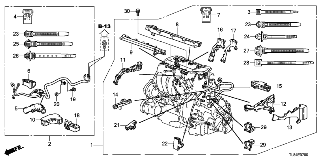 2014 Acura TSX Cover, Engine Harness Main Holder Diagram for 32127-R40-A00