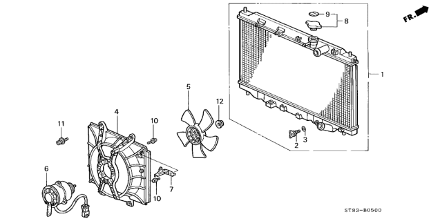 1995 Acura Integra Radiator (DENSO) Diagram