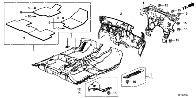 2021 Acura RDX Floor Mat Set (Deep Black) Diagram for 83600-31C-A00ZA