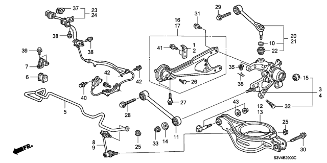 2001 Acura MDX Arm Bushing Rear (Lower) Diagram for 52345-S0X-A01