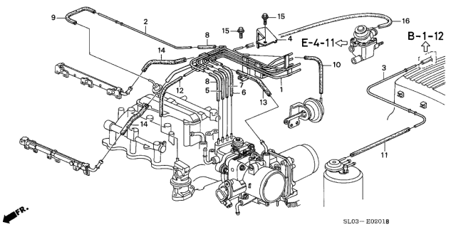 1999 Acura NSX Install Pipe - Tubing Diagram