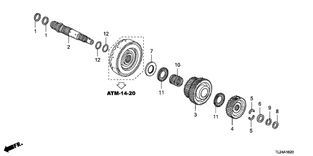 2012 Acura TSX 4 Door TSX V6 KA 5AT AT Third Shaft (V6) Diagram