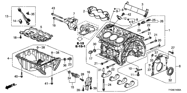 2016 Acura RLX Cylinder Block - Oil Pan Diagram