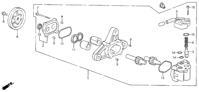 1987 Acura Integra Pulley Assembly, Power Steering Pump Diagram for 56480-PC1-010