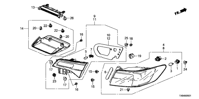 2016 Acura ILX Bezel Cap Diagram for 33506-TX6-A51