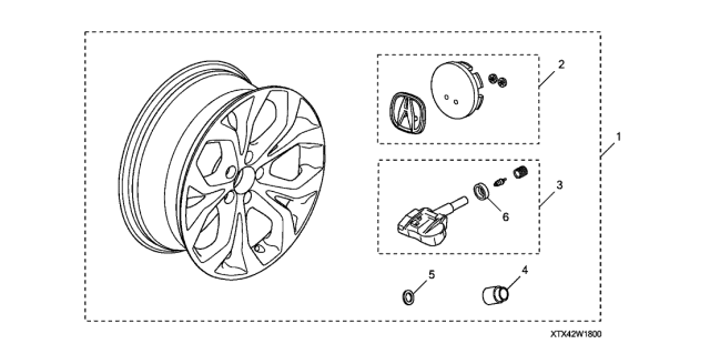 2018 Acura RDX Wheels (18" Alloy) (Black) Diagram