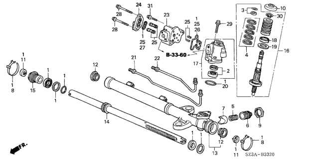 2004 Acura RL P.S. Gear Box Components Diagram