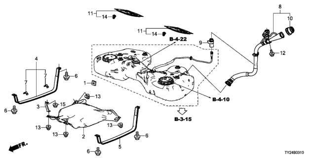 2014 Acura RLX 4 Door TECH (HYBRID) KA DCT Fuel Filler Pipe (4WD) Diagram