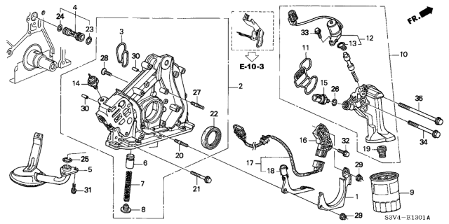 2003 Acura MDX Spool Valve Assembly Diagram for 15811-RCA-A01