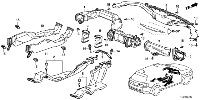 2011 Acura TSX 5 Door TSXTEC KA 5AT Duct Diagram