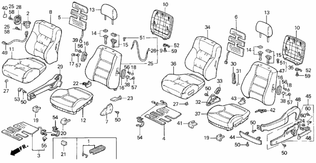 1992 Acura Legend Heater, Right Front Seat-Back Diagram for 38590-SP1-C11