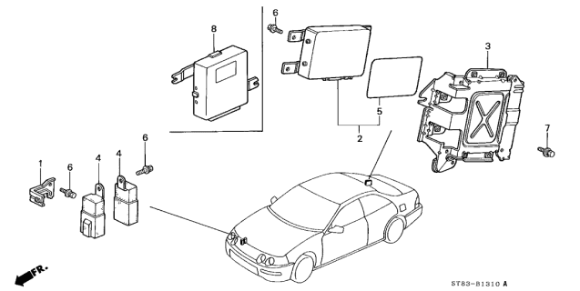 1999 Acura Integra 4 Door GS (LEATHER) KA 4AT ABS Unit Diagram