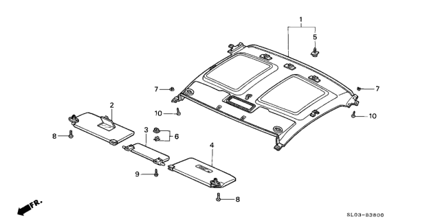 1991 Acura NSX Roof Lining Diagram