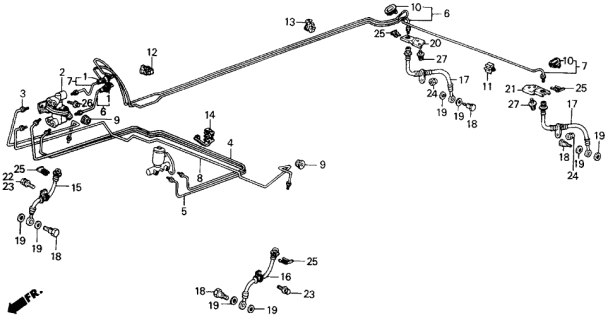 1988 Acura Integra Bracket, Left Rear Brake Hose Diagram for 70278-SD2-000