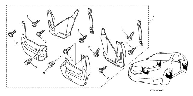 2011 Acura TL Splash Guard (Crystal Black Pearl) Diagram for 08P00-TK4-220