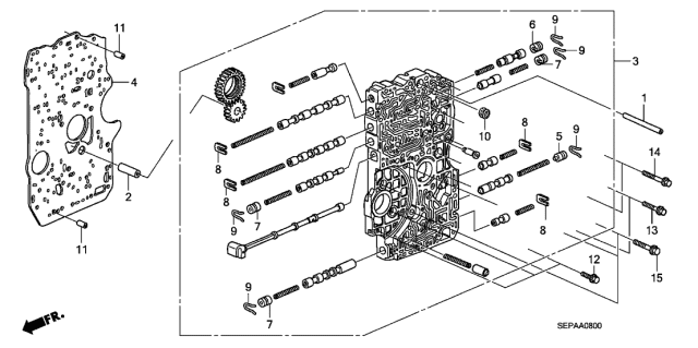 2008 Acura TL 4 Door BASE (NAVIGATION) KA 5AT AT Main Valve Body Diagram