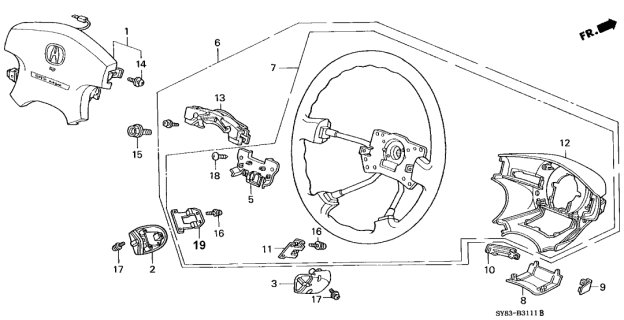 1999 Acura CL Steering Wheel (Classy Gray) (Leather) Diagram for 78510-SY8-A91ZA