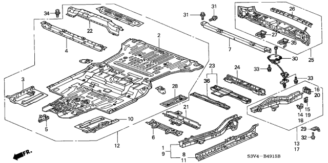 2003 Acura MDX Floor Panel Diagram