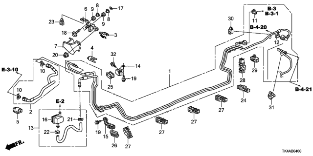 2014 Acura TL 4 Door TECH (3.5) KA 6AT Fuel Pipe Diagram