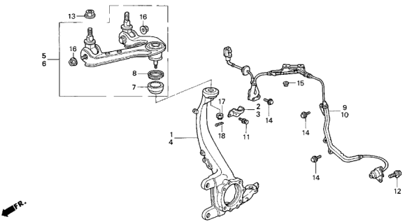 1993 Acura Vigor Protector, Left Front Knuckle Diagram for 51214-SL5-000